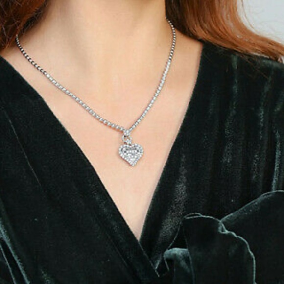 NEW 925 Sterling silver Diamond Heart Necklace - Picture 6 of 6